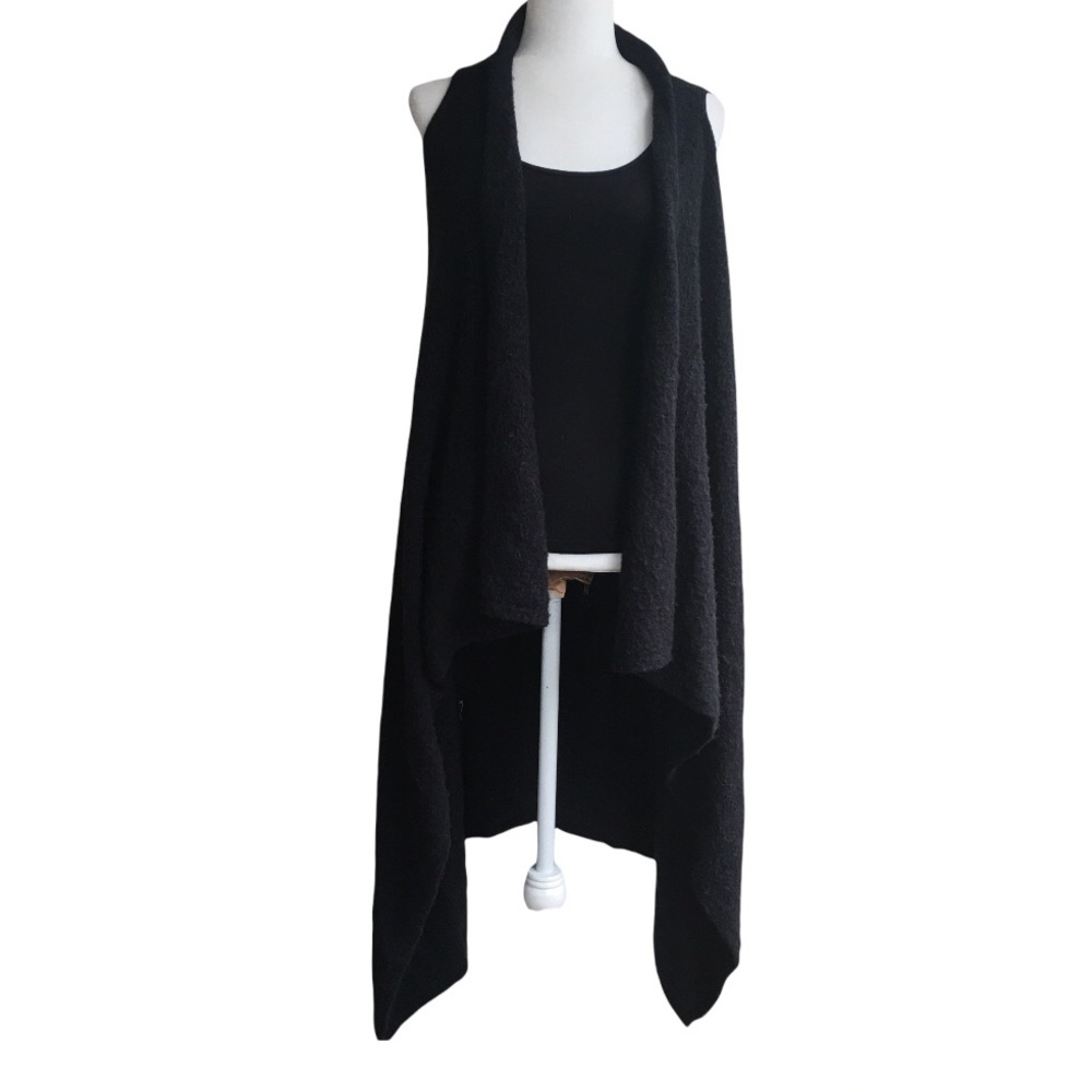 ECHO Long Black Boucle Sharkbite Sweater Vest